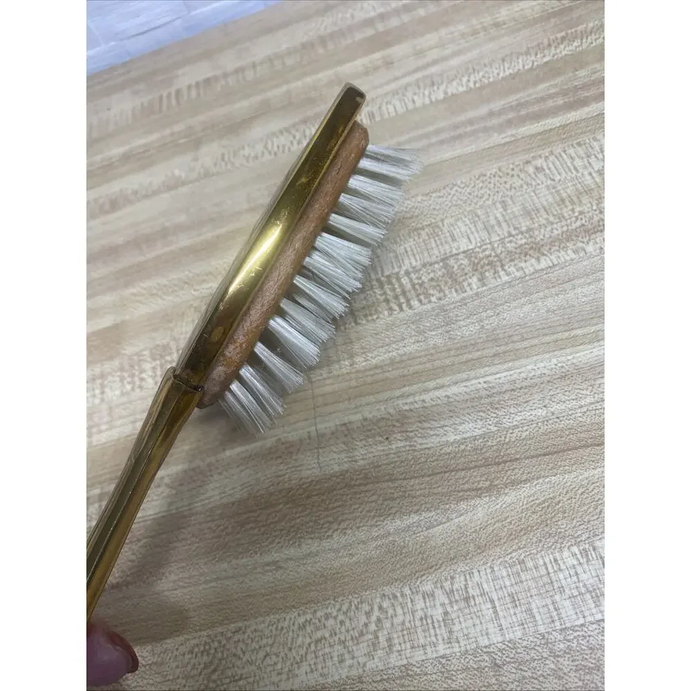 Gold-Tone Hair Brush Ornate Engraved Mid-Century Vanity Dressing Table 10”